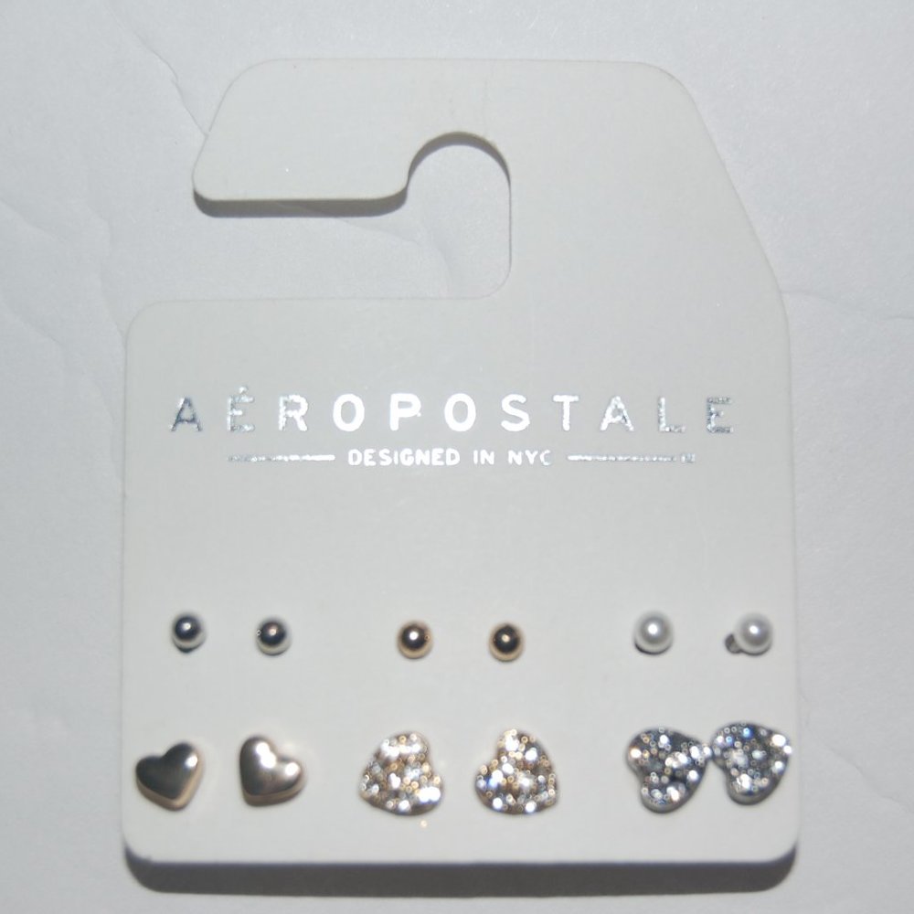 Aerioistale heart and tiny ball stud earrings,  6